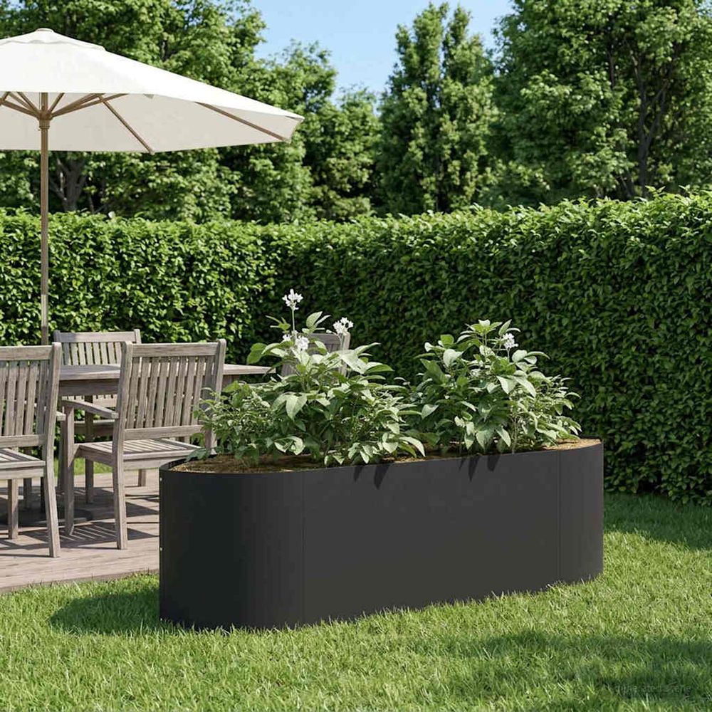 Carré potager surélevé acier jardin urbain fond ouvert 140x40x40cm noir