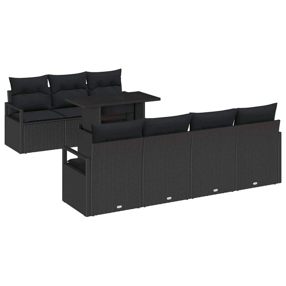 Ensemble de canapé de jardin 8 pc noir poly rotin
