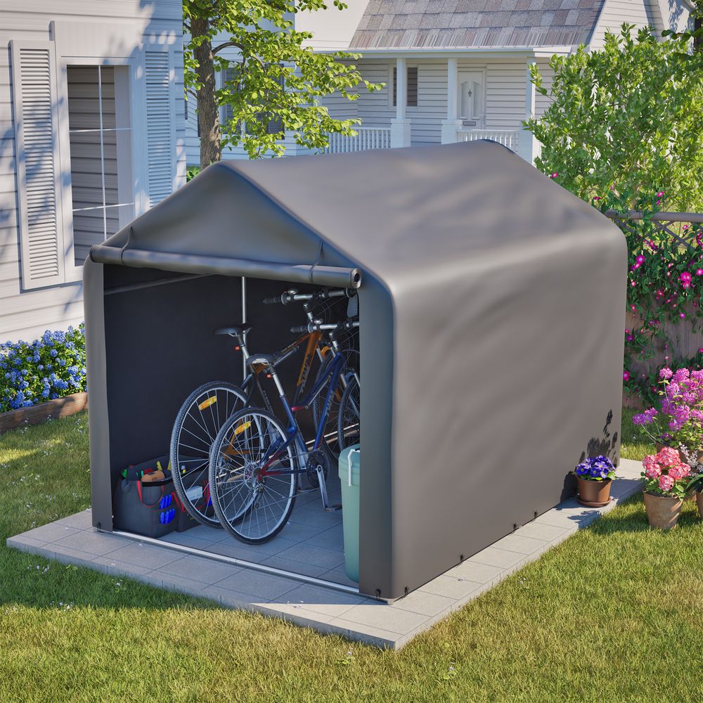 Tente abri vélo pe métal jardin extérieur protection intempéries gris 160x220x165cm - comfortxl outdoor living