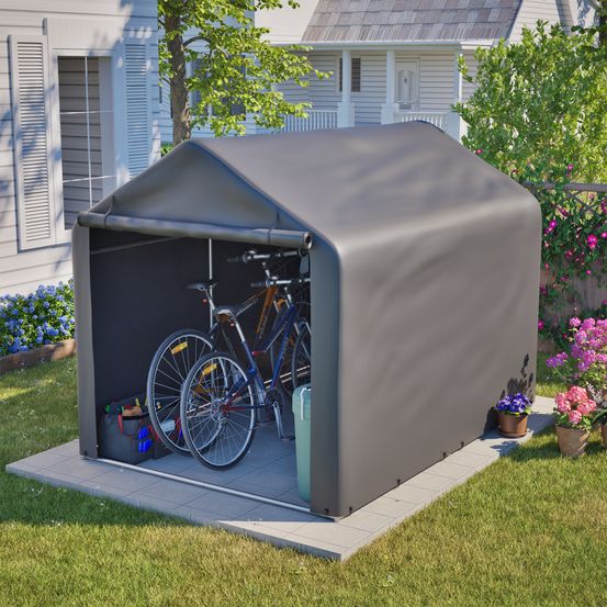 Tente abri vélo pe métal jardin extérieur protection intempéries gris 160x220x165cm - comfortxl outdoor living