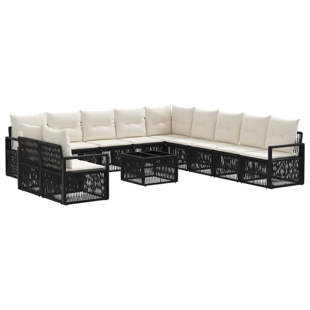 Ensemble de canapé de jardin 12 pc noir polyrotin