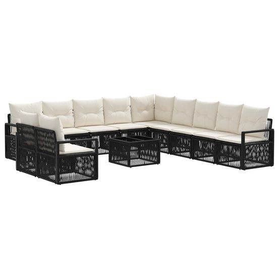 Ensemble de canapé de jardin 12 pc noir polyrotin