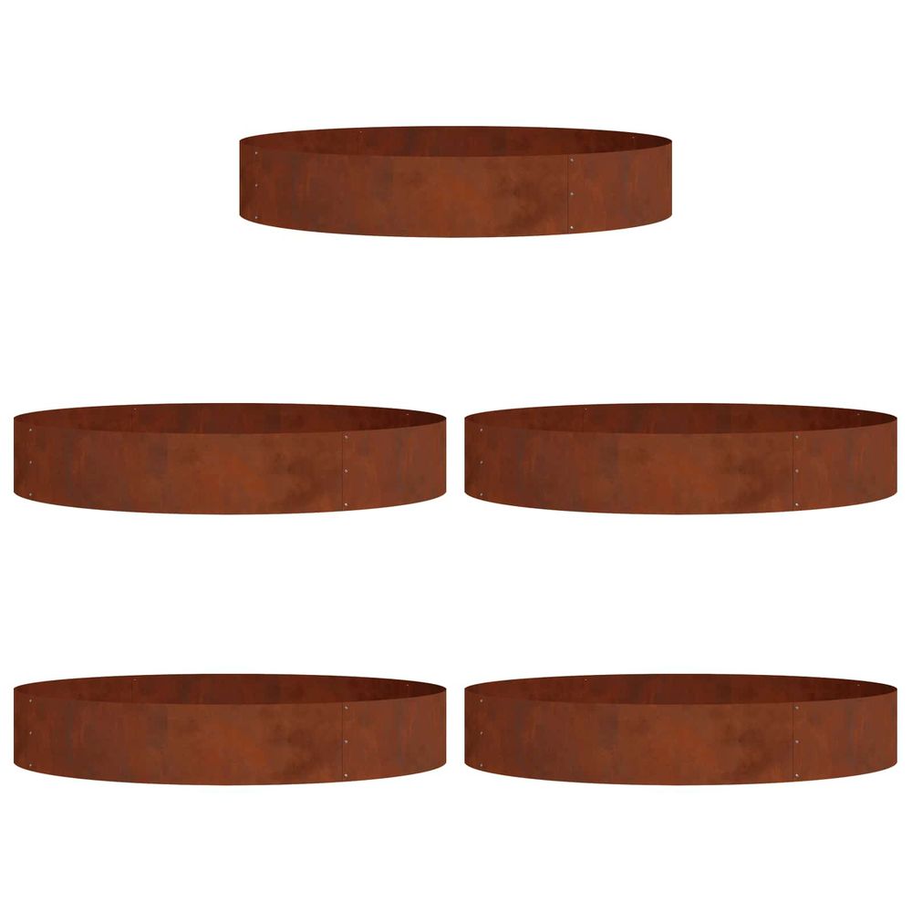 Anneau de jardinière 5 pc rouillé 120 x 120 x 20 cm