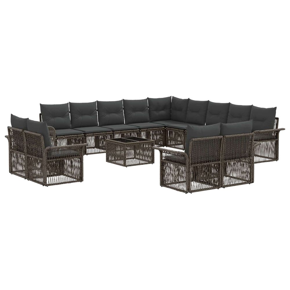 Ensemble de canapé de jardin 14 pc gris et gris foncé polyrotin