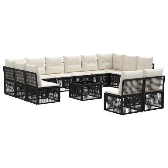 Ensemble de canapé de jardin 13 pc noir polyrotin
