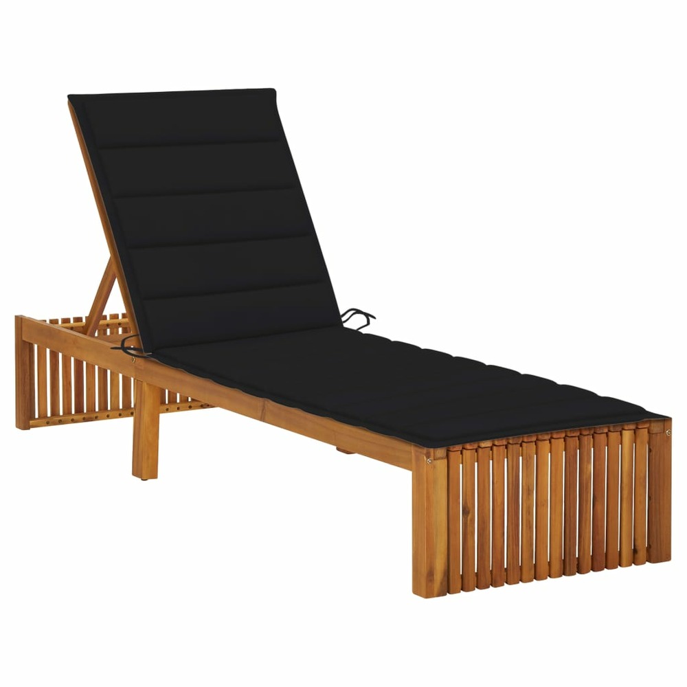 Chaise longue avec coussin bois d'acacia solide