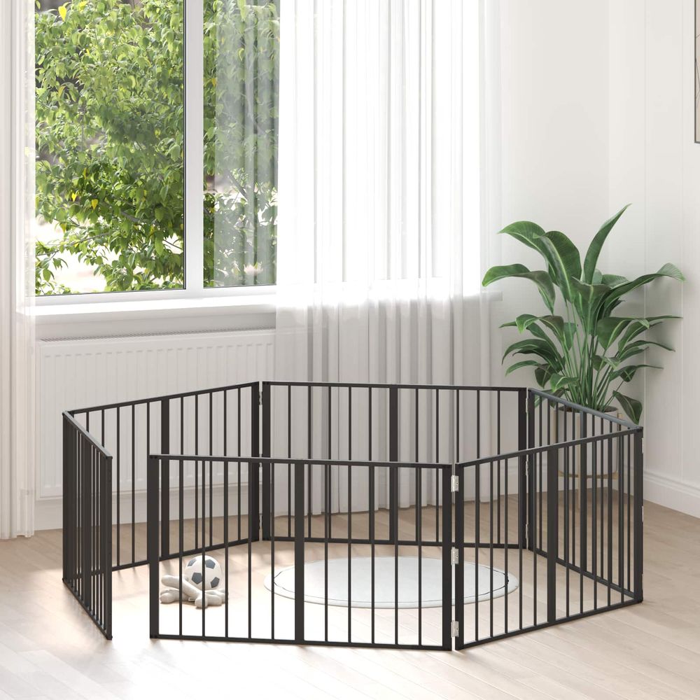 Parc enclos pour chien acier galvanisé intérieur pliable noir 602cm