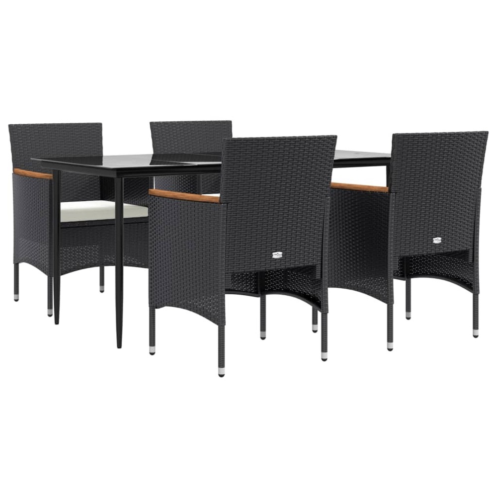 Ensemble de salle à manger de jardin meuble extérieur avec coussins 5 pièces noir