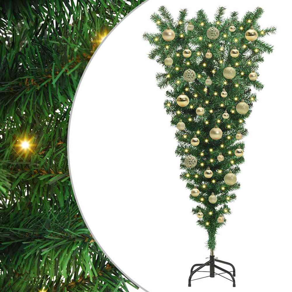Sapins de noël artificiels pré-éclairés à l'envers avec ensemble de boules
