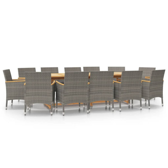 Ensemble à manger de jardin 13 pcs avec coussins gris