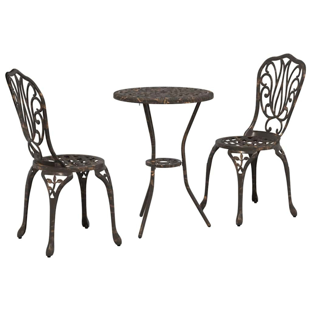 Ensemble bistro de jardin 3 pcs bronze aluminium