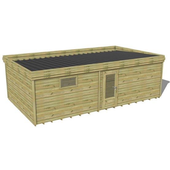 Abri de jardin bois pin traité autoclave 27mm - 8,19x4,34m / 36m2 - bac acier - plancher bois