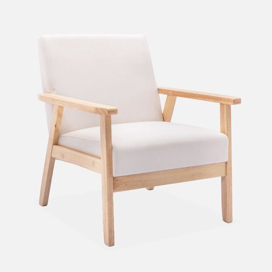 Fauteuil scandinave en bois et tissu, isak, l 64 x p 69,5 x h 73cm