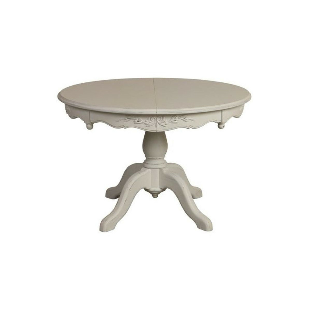 Table ronde 2 allonges mdf blanc - romance interior's