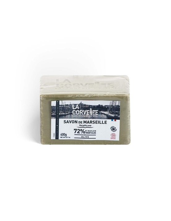 Pain de savon de marseille à l'huile d'olive 72% végétal 400 g pain de savon de marseille à l'huile d'olive 72% végétal 400 g -