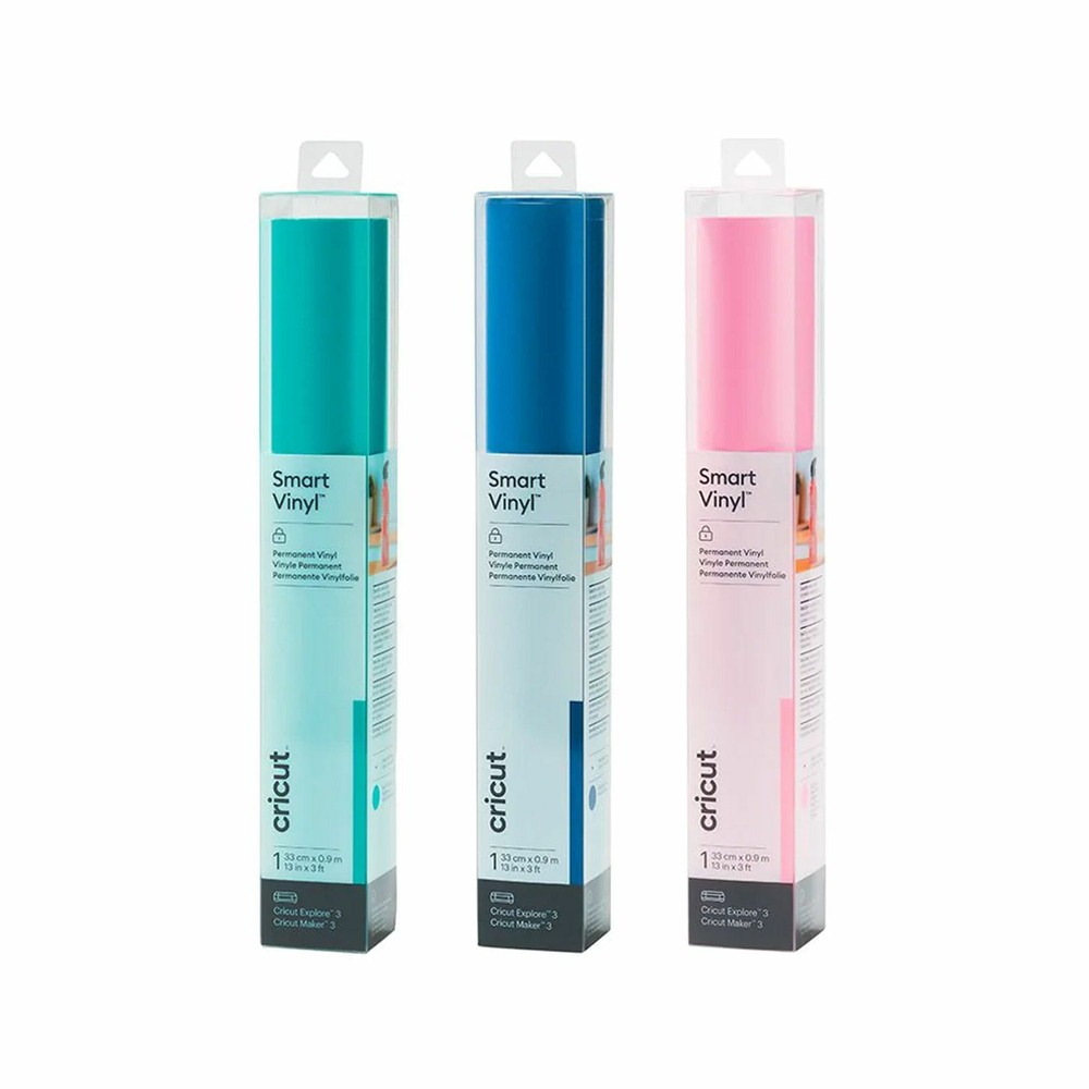 3 vinyles permanents 91 x 33 cm - aqua, bleu, rose clair