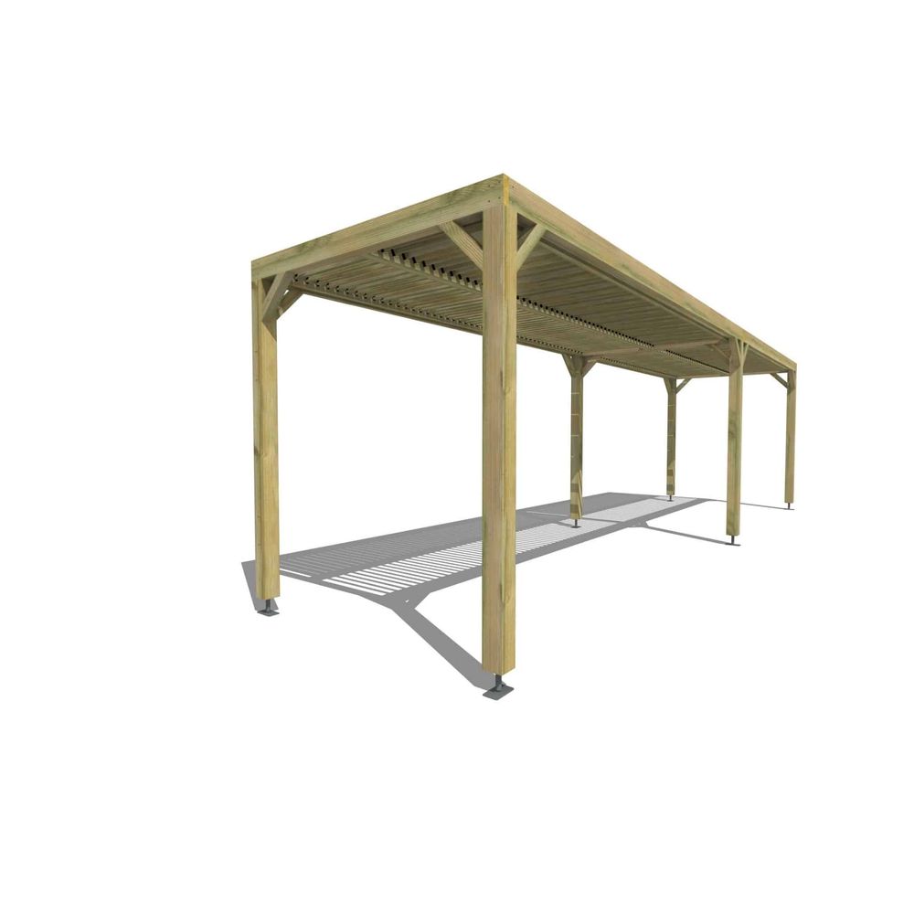 Pergola bois • 9m x 2m • indépendante • sens largeur • lames orientables bioclimatiques incluses • livraison comprise