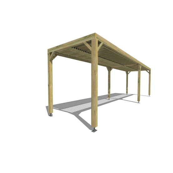 Pergola bois • 9m x 2m • indépendante • sens largeur • lames orientables bioclimatiques incluses • livraison comprise
