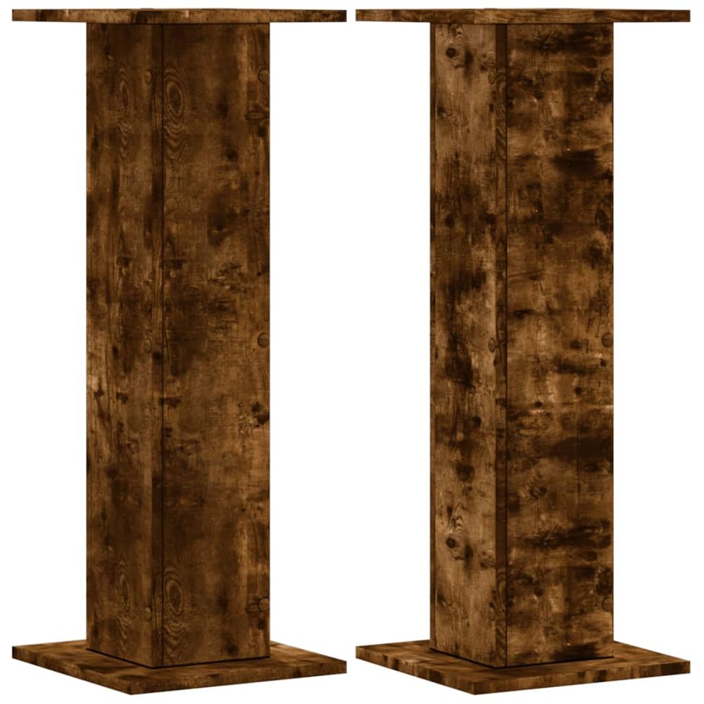 Supports pour plantes 2 pcs chêne fumé bois d'ingénierie