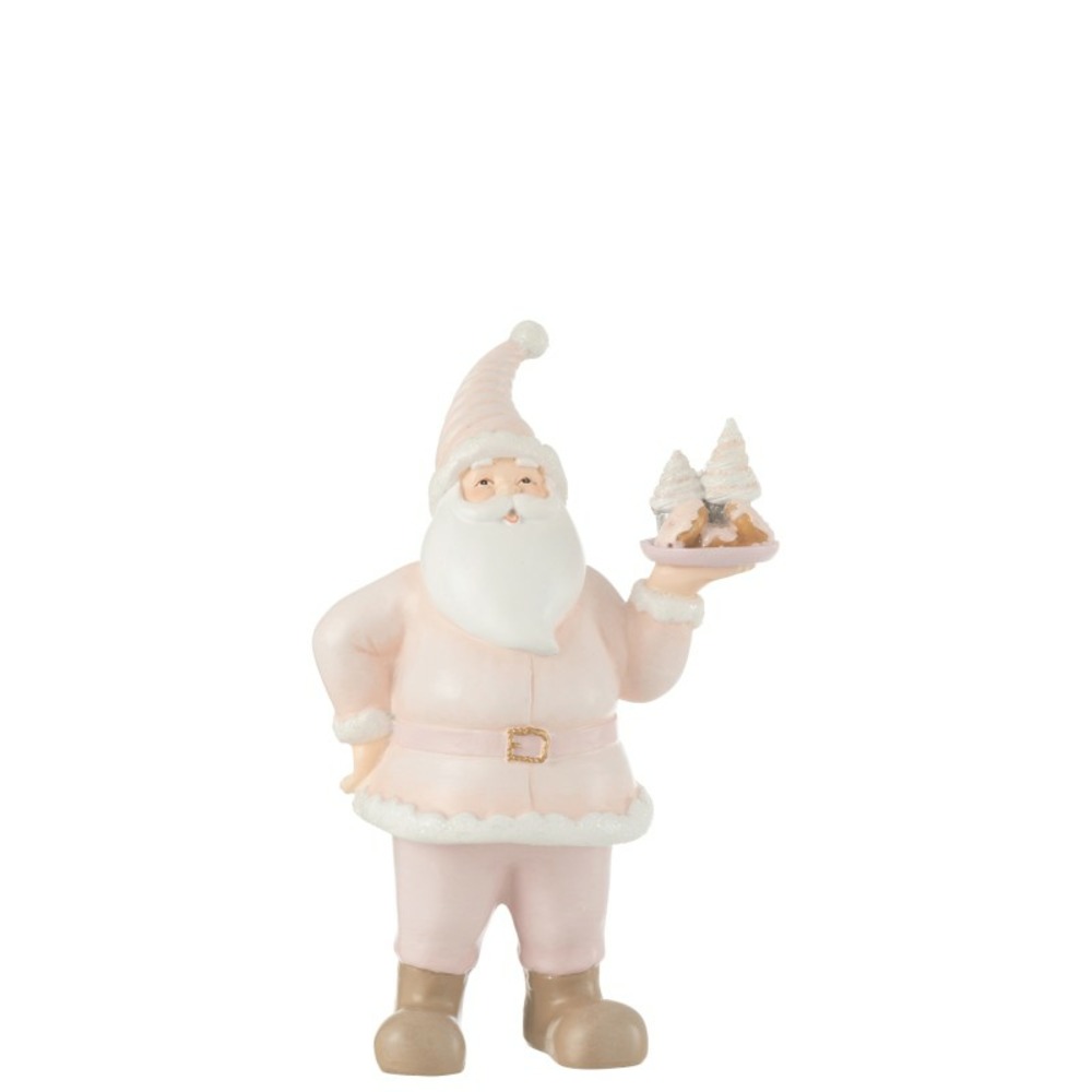 Père noël avec cake en polyrésine multicouleur 16.5x10.5x24.5 cm h24.5