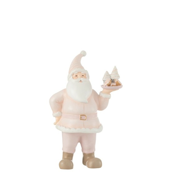 Père noël avec cake en polyrésine multicouleur 16.5x10.5x24.5 cm h24.5