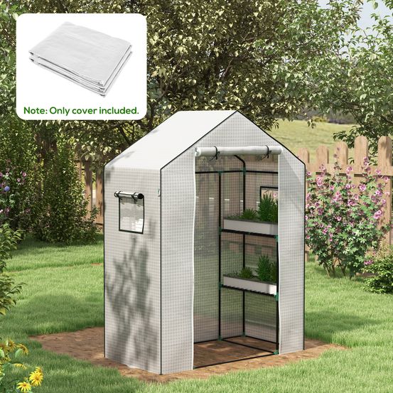 Bâche serre remplacement pe renforcé tomates anti-uv porte enroulable 140x73x190cm blanc - comfortxl outdoor living