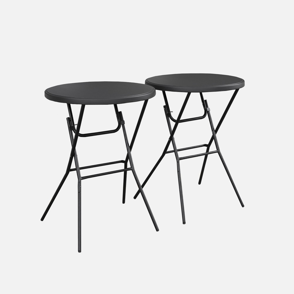 Lot de 2 tables hautes de réception – gala – mange debout, pliables, ø80cm x 110cm