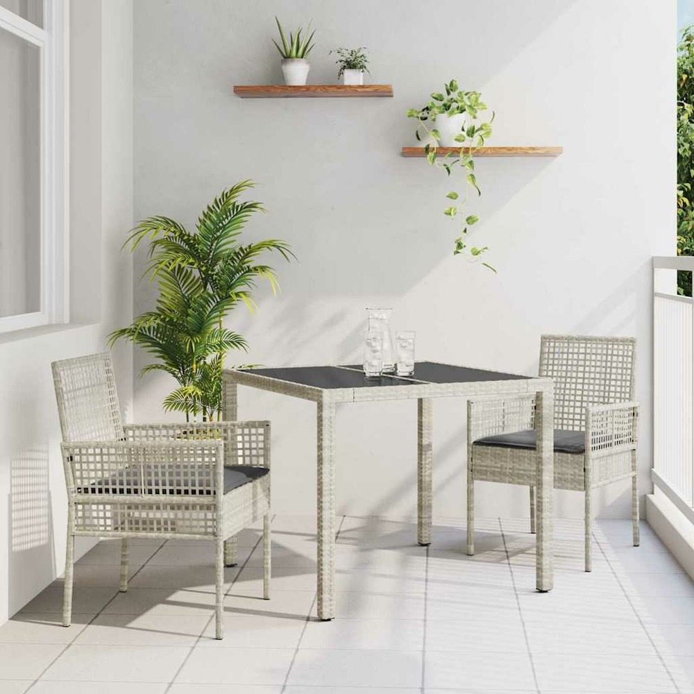Ensemble de salle à manger pour jardin 3 pcs gris clair