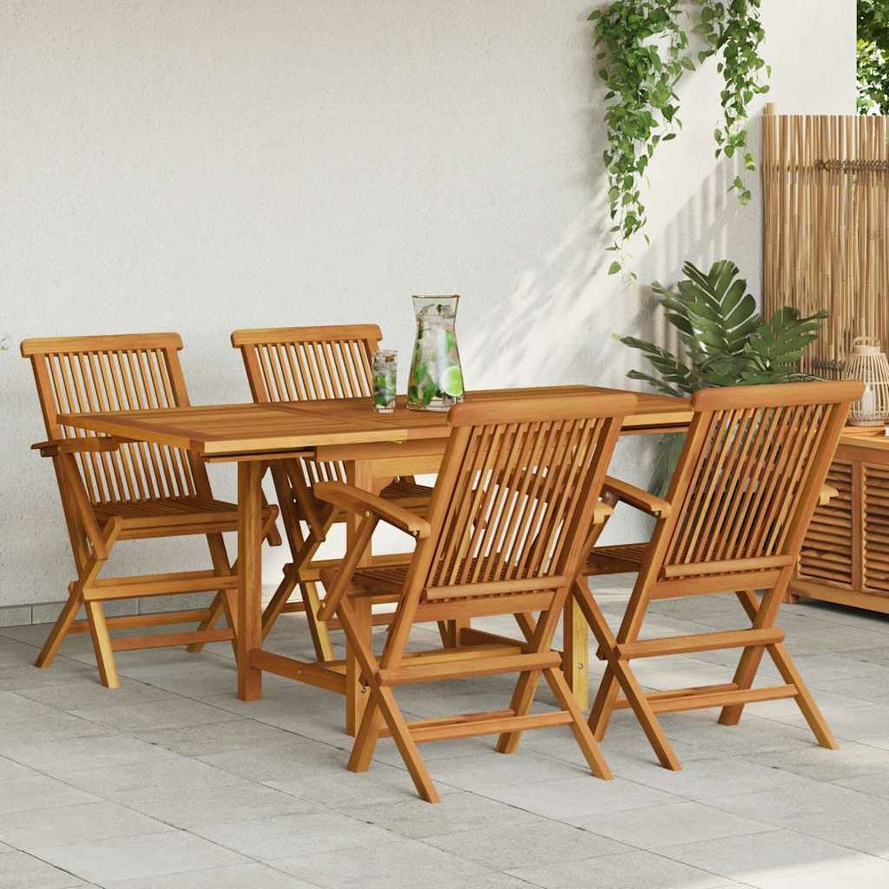 Salon de jardin 5 pcs bois de teck massif
