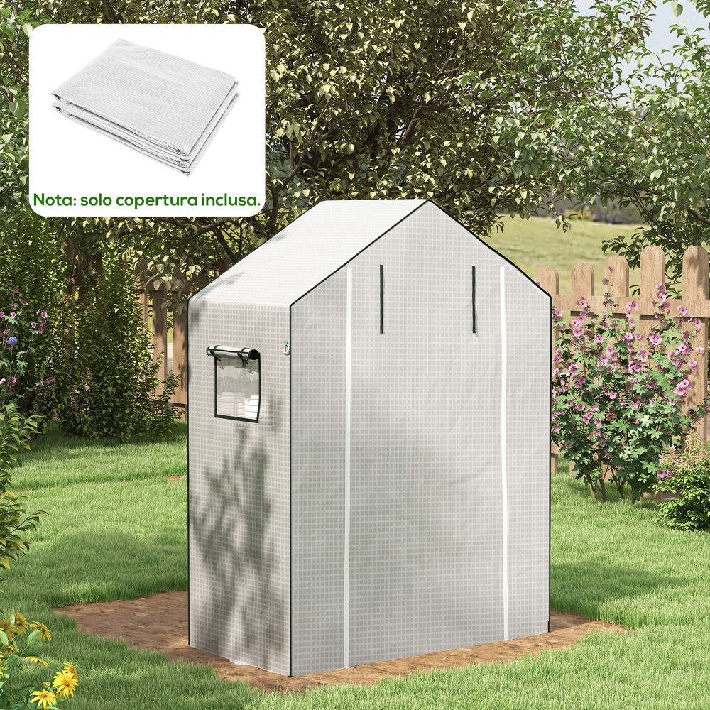 Housse de serre en pe renforcé 140 x 73 x 190 cm porte enroulable ventilation - comfortxl outdoor living