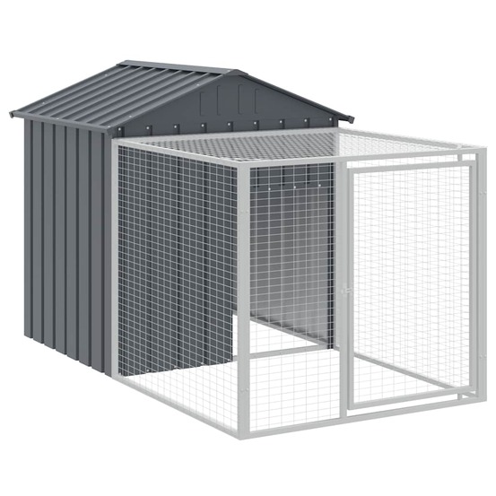 Poulailler enclos cage poules avec cour 117 x 201 x 123 cm acier galvanisé anthracite