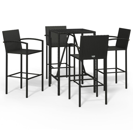 Ensemble de bar de jardin 5 pcs noir résine tressée