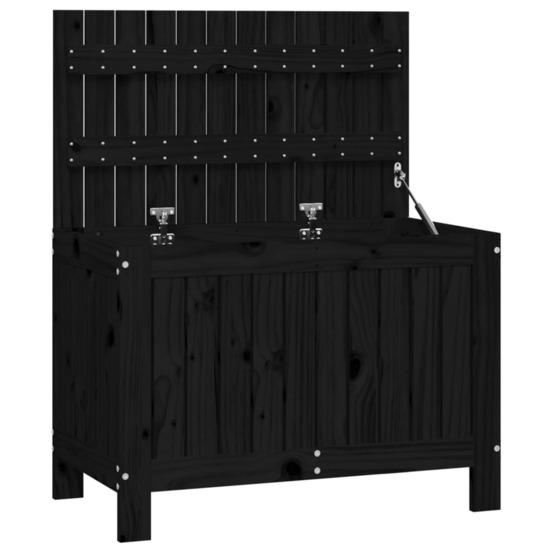 Boîte de rangement de jardin noir 76x42,5x54 cm bois massif pin