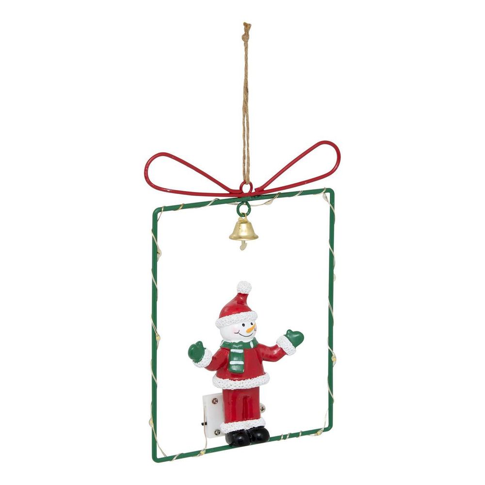 Suspension de sapin lumineuse cadeau en métal 18 cm