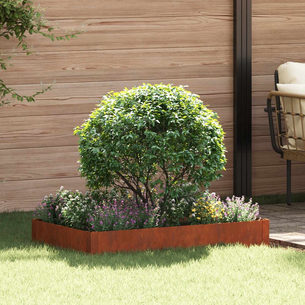 Bordure jardin acier rouillé pelouse délimitation chemins 100x60x20cm marron