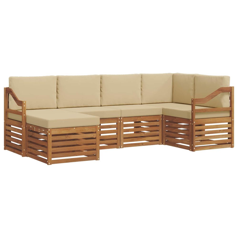 Ensemble de canapés d'extérieur 6 pc naturel et beige polyester