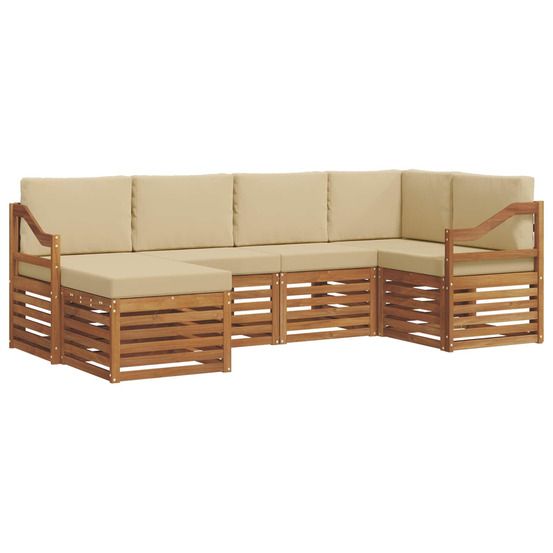 Ensemble de canapés d'extérieur 6 pc naturel et beige polyester