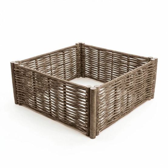 Potager carré en noisetier - 100% naturel - 70 x 70 x 30 cm