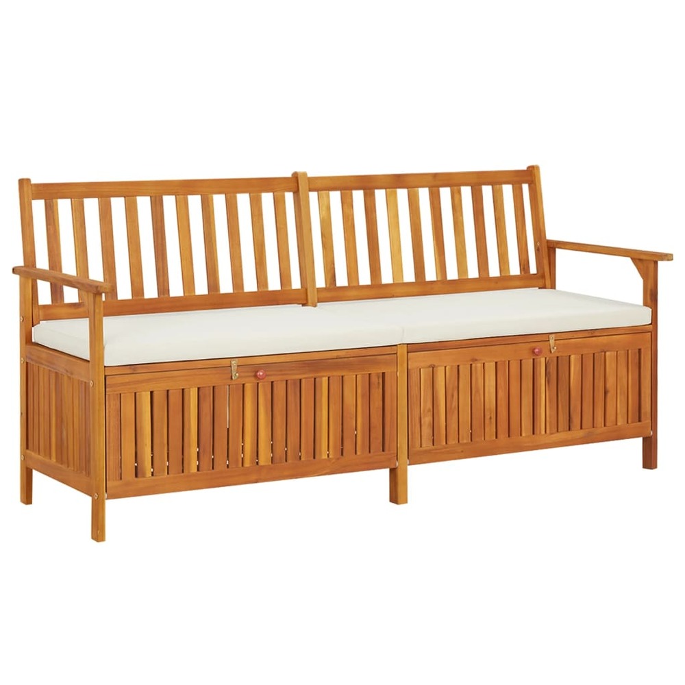 Banc de jardin meuble de patio d'extérieur terrasse de rangement avec coussin 170 x 63 x 84 cm bois d'acacia solide 02_001179