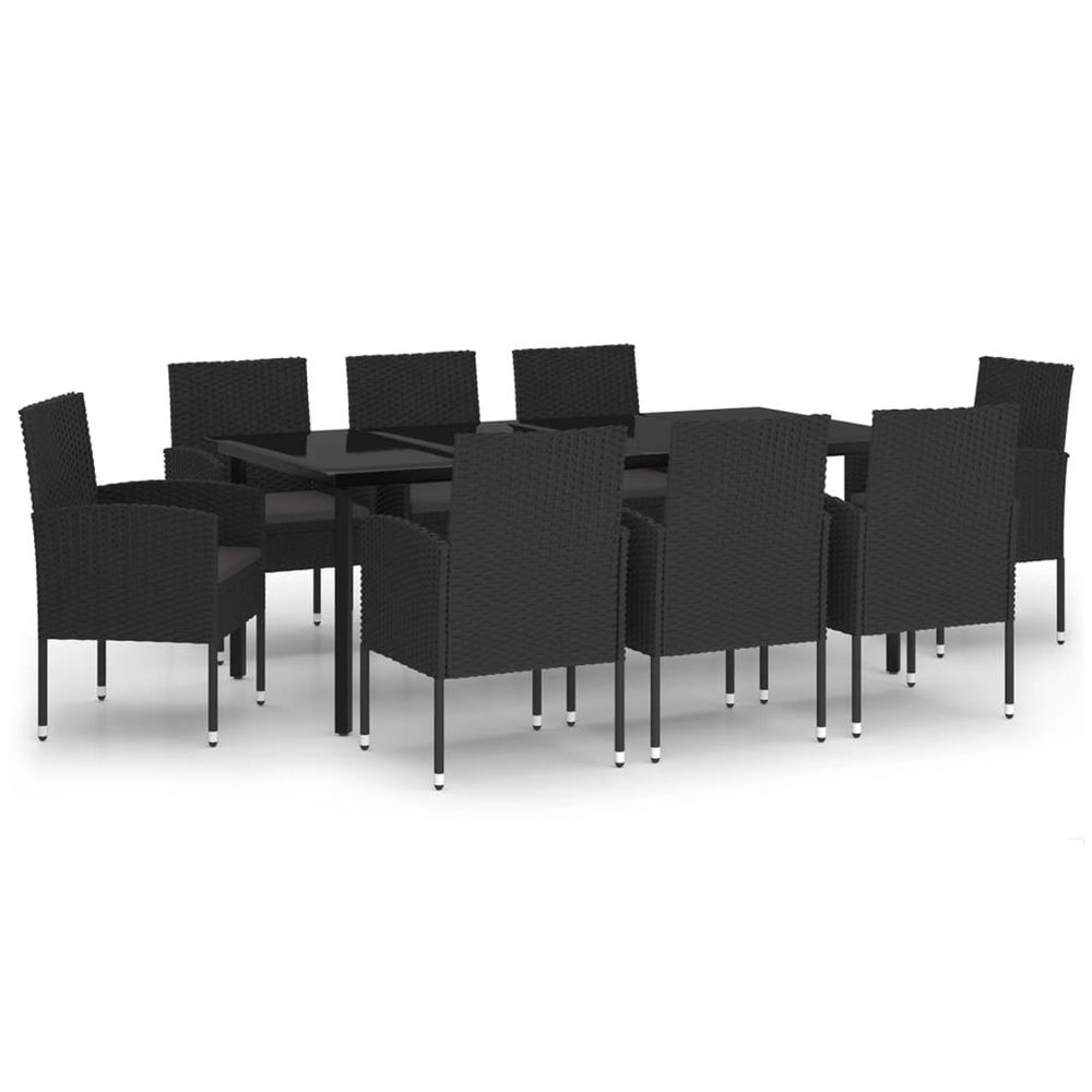 Ensemble à manger de jardin 9 pcs noir