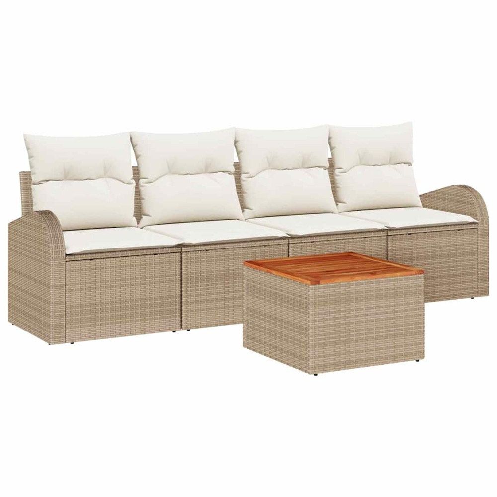 Ensemble de canapé de jardin 5 pcs beige et blanc