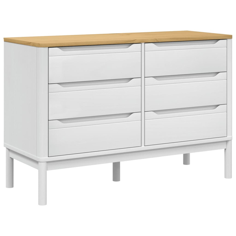 Commode floro blanc bois de pin massif