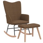 Chaise à bascule avec tabouret marron tissu