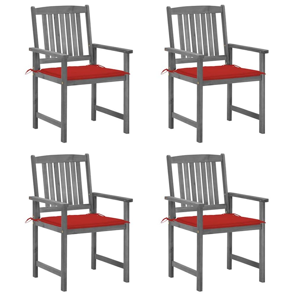 Chaises de jardin et coussins lot de 4 gris bois acacia massif
