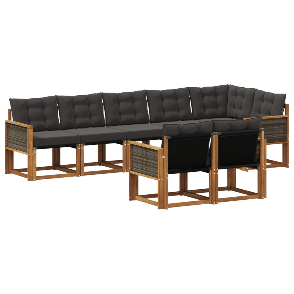Ensemble de canapés d'extérieur 8 pcs naturel et noir