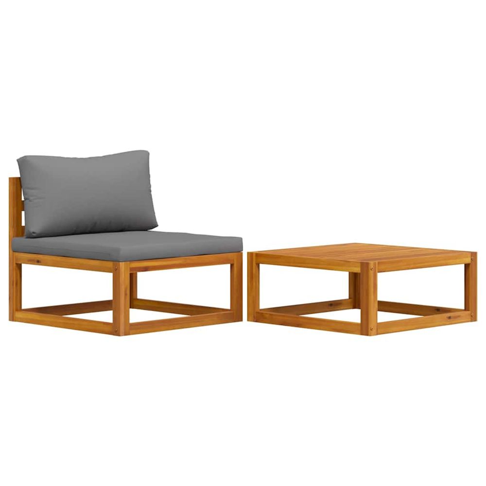 Salon de jardin 2 pcs avec coussin bois d'acacia solide
