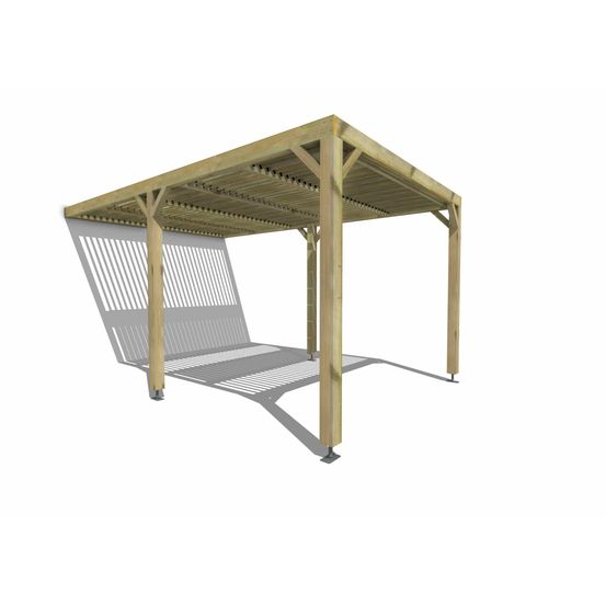 Pergola bois • 3m x 5m • adossée • sens largeur • lames orientables bioclimatiques incluses • livraison comprise