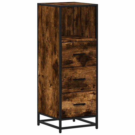 Armoire de bain chêne fumé 35x37,5x100cm bois d'ingénierie