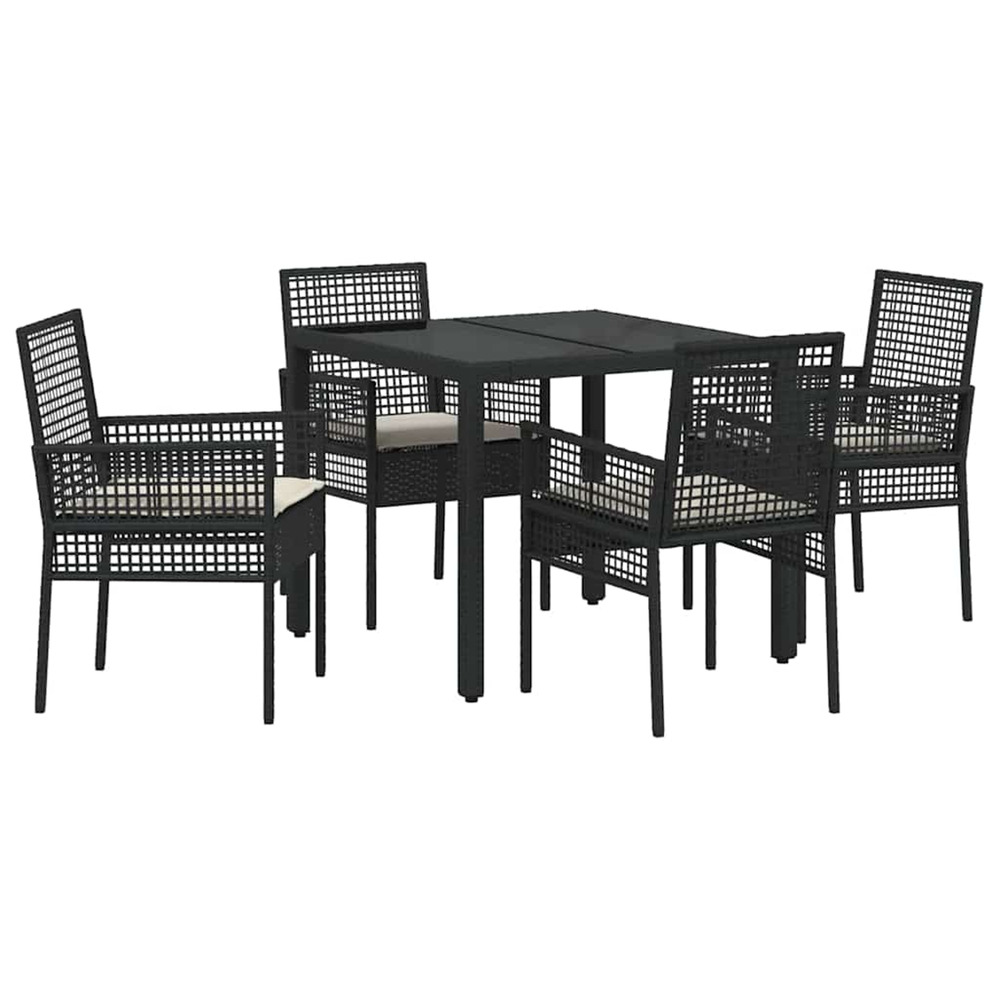 Ensemble de salle à manger pour jardin 5 pcs noir polyrotin