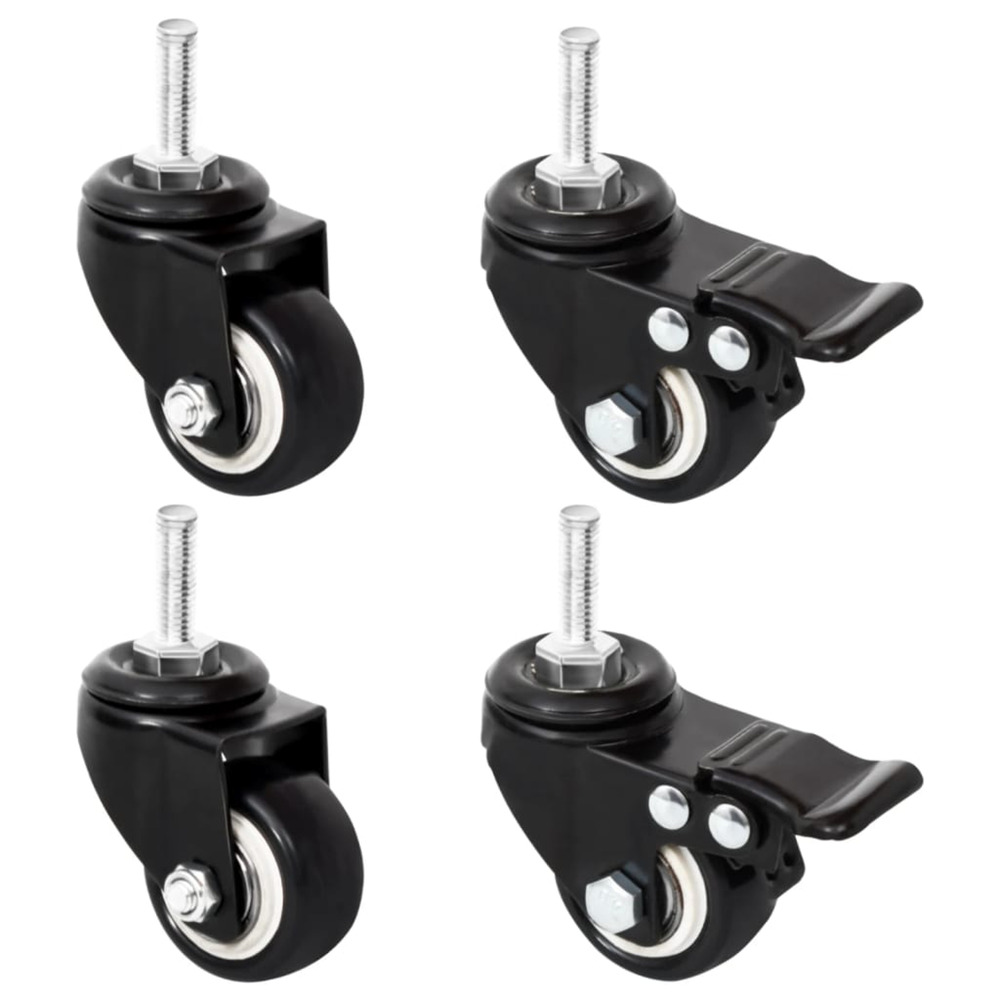 Roues pour jardinière 4 pcs noir 8x3,5x8 cm fer